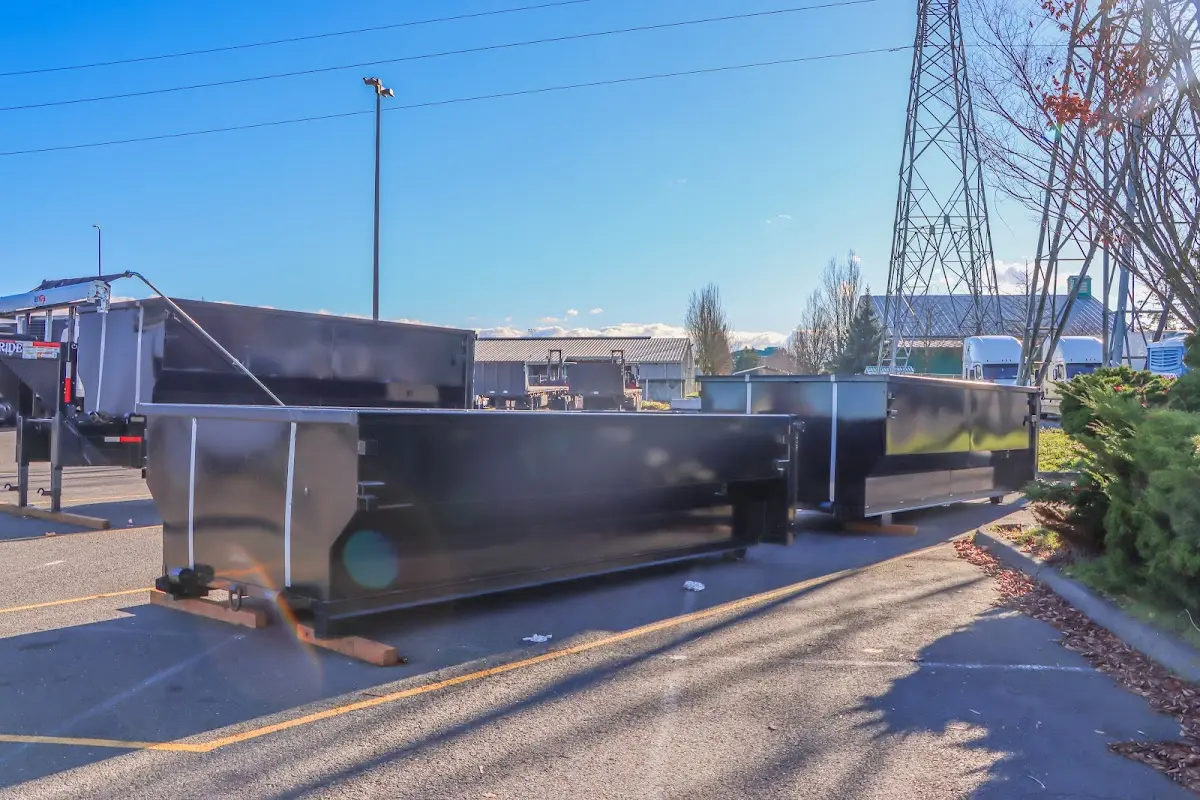 Roll-off dumpster ready for waste disposal at job site for Construction Dumpster Rental in Lakemoor